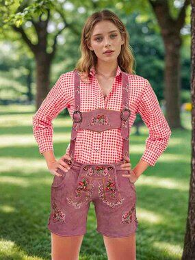 Rose Pink Women's Lederhosen Oktoberfest Outfit